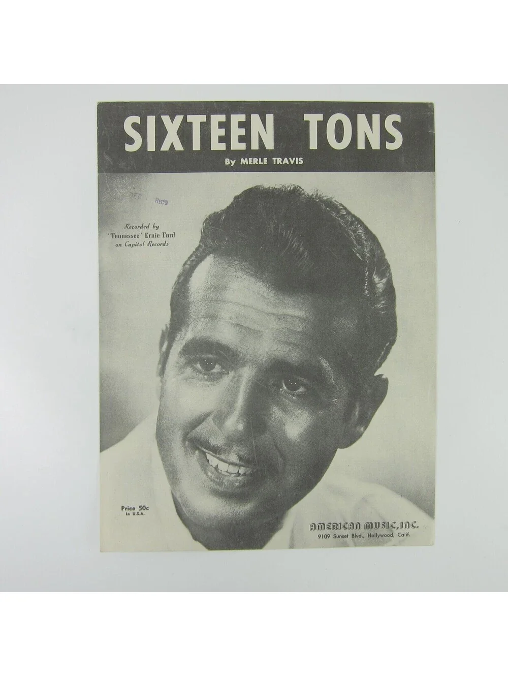 Sheet Music Sixteen Tons Merle Travis Tennessee Ernie Ford Vintage 1947